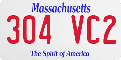 MA license plate 304VC2