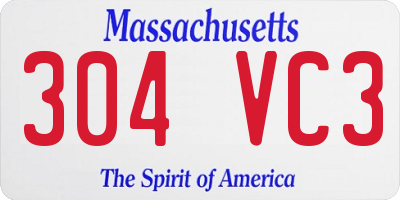 MA license plate 304VC3