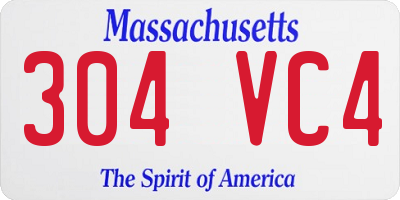 MA license plate 304VC4