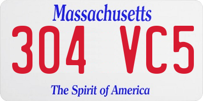 MA license plate 304VC5