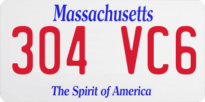 MA license plate 304VC6