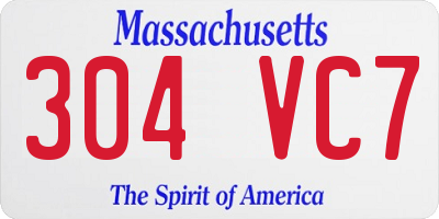 MA license plate 304VC7