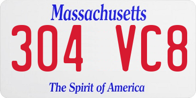 MA license plate 304VC8