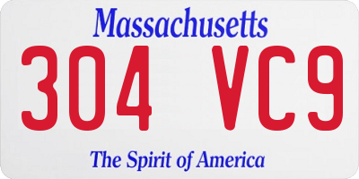 MA license plate 304VC9