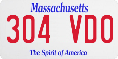 MA license plate 304VD0