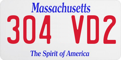MA license plate 304VD2