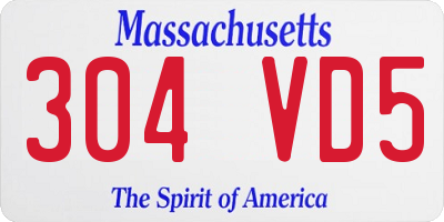 MA license plate 304VD5