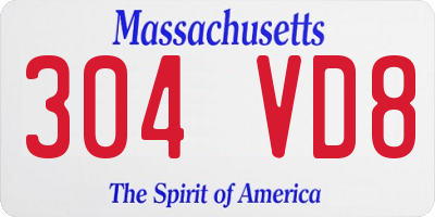 MA license plate 304VD8