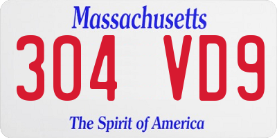 MA license plate 304VD9