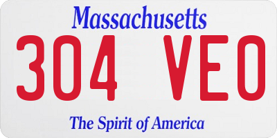 MA license plate 304VE0