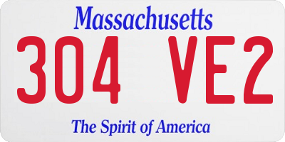 MA license plate 304VE2