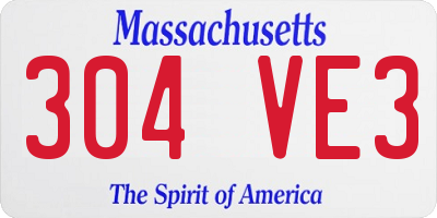 MA license plate 304VE3