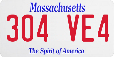 MA license plate 304VE4