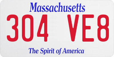MA license plate 304VE8