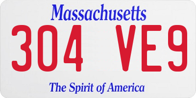 MA license plate 304VE9