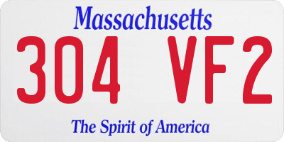 MA license plate 304VF2