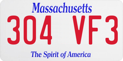 MA license plate 304VF3