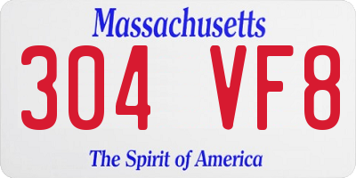 MA license plate 304VF8