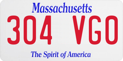 MA license plate 304VG0