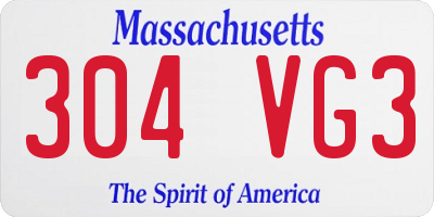 MA license plate 304VG3