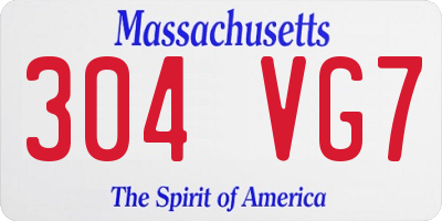 MA license plate 304VG7