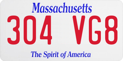 MA license plate 304VG8