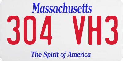 MA license plate 304VH3