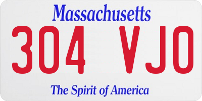 MA license plate 304VJ0