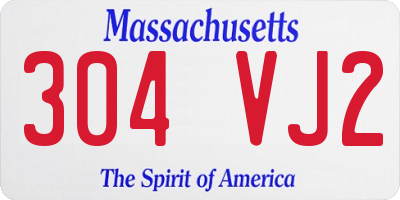 MA license plate 304VJ2