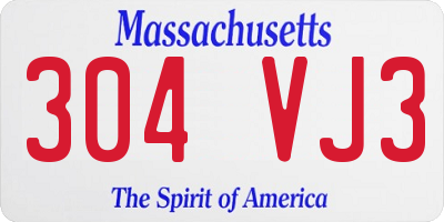 MA license plate 304VJ3