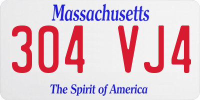 MA license plate 304VJ4