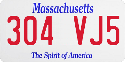 MA license plate 304VJ5