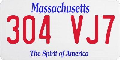 MA license plate 304VJ7