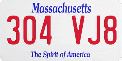 MA license plate 304VJ8