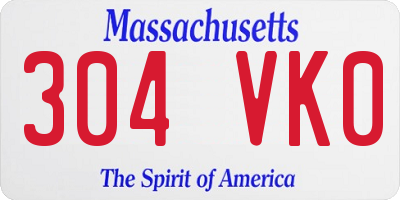 MA license plate 304VK0