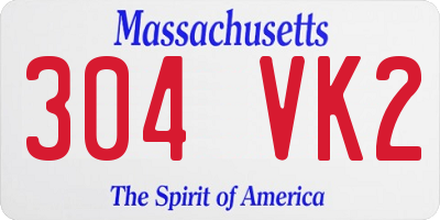 MA license plate 304VK2
