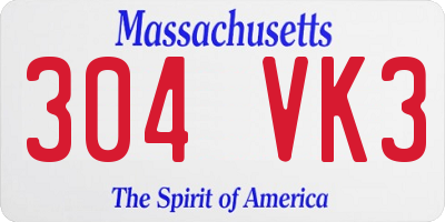 MA license plate 304VK3