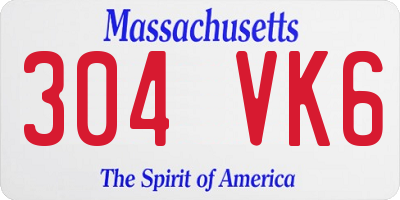 MA license plate 304VK6