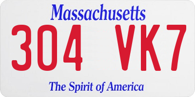 MA license plate 304VK7