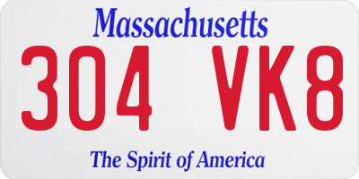 MA license plate 304VK8