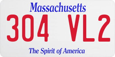 MA license plate 304VL2