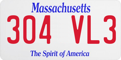 MA license plate 304VL3