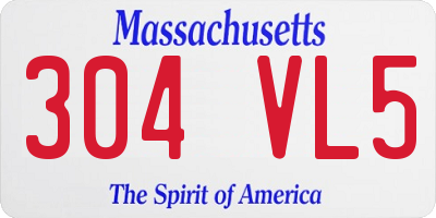 MA license plate 304VL5