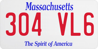 MA license plate 304VL6