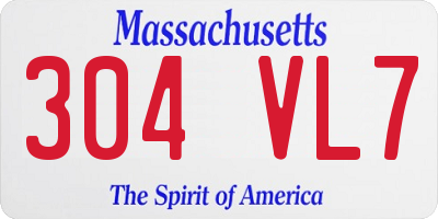 MA license plate 304VL7