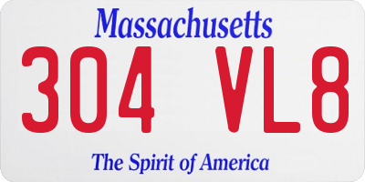 MA license plate 304VL8