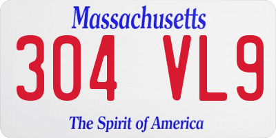 MA license plate 304VL9