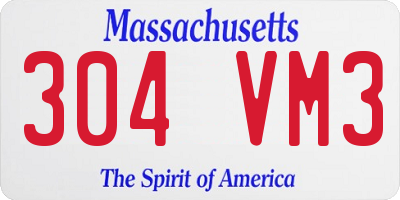 MA license plate 304VM3