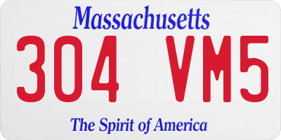 MA license plate 304VM5