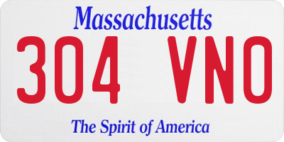 MA license plate 304VN0